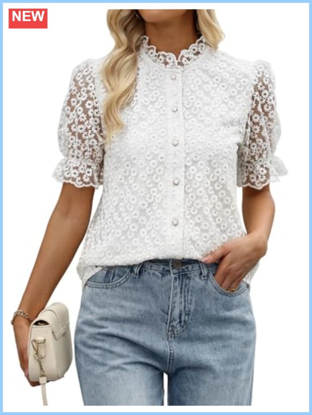Womens Lace Top Floral Embroidery Eyelet Boho Blouse